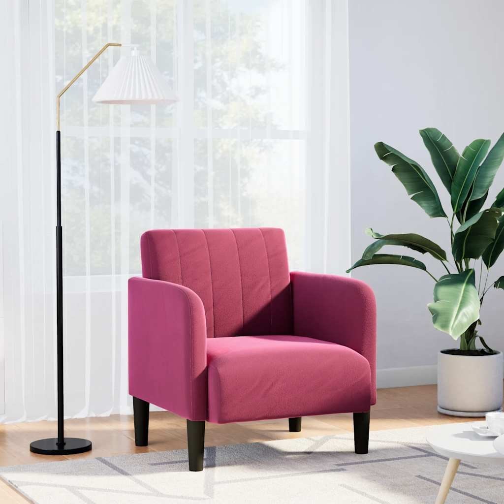 Sofa Fotel z Podłokietnikami Wino Czerwone 54 cm Aksamit Lumarko!