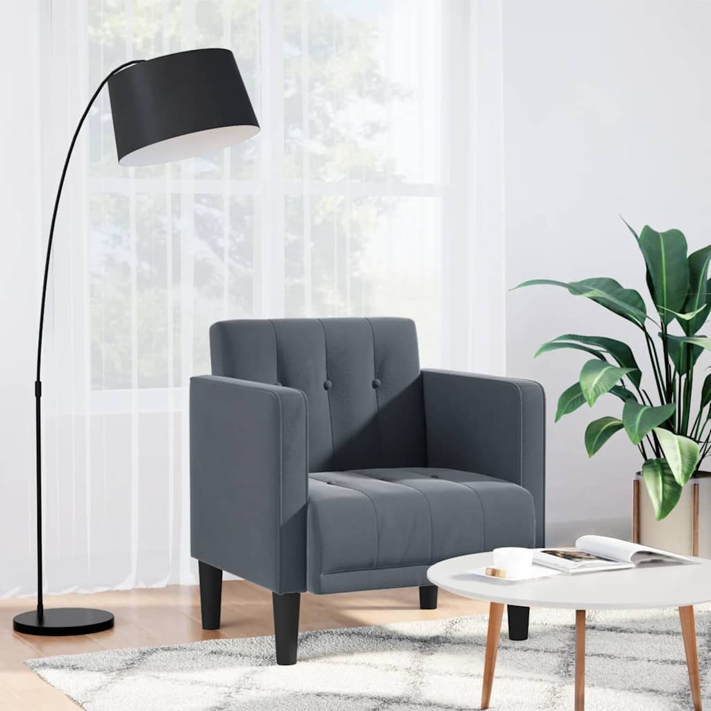 Sofa Fotel z Podłokietnikami Ciemnoszary 53 cm Aksamit Lumarko!