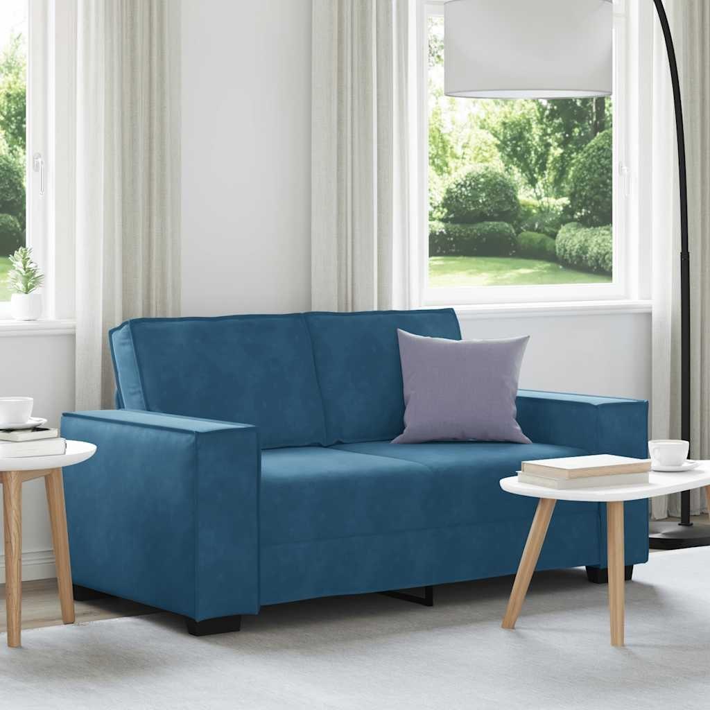 Sofa 2-osobowa, niebieski, 120 cm, tapicerowana aksamitem Lumarko!