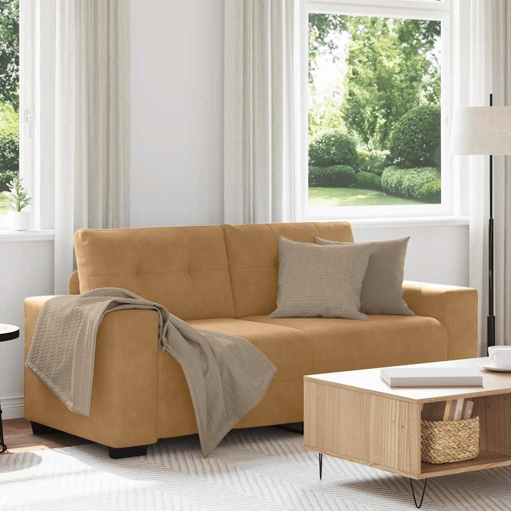 Sofa dwuosobowa, brązowa, 140 cm, aksamit Lumarko!
