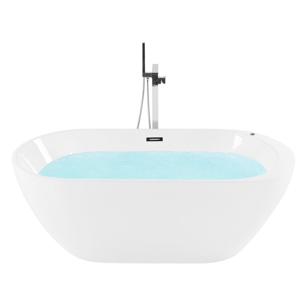 Wanna wolnostojąca LED z hydromasażem 170 x 80 cm biała NEVIS
