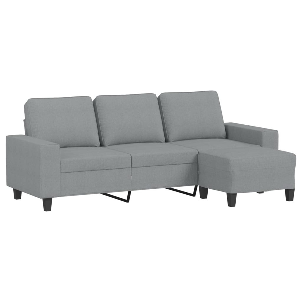 3-osobowa sofa z podnóżkiem, jasnoszara, 180 cm, tkaniną Lumarko!