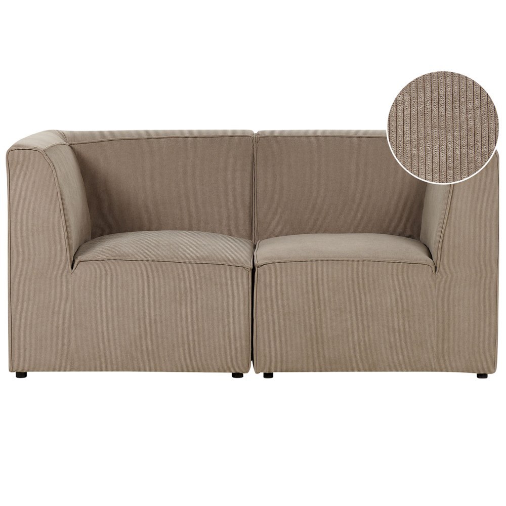 Sofa modułowa 2-osobowa sztruksowa beżowoszara