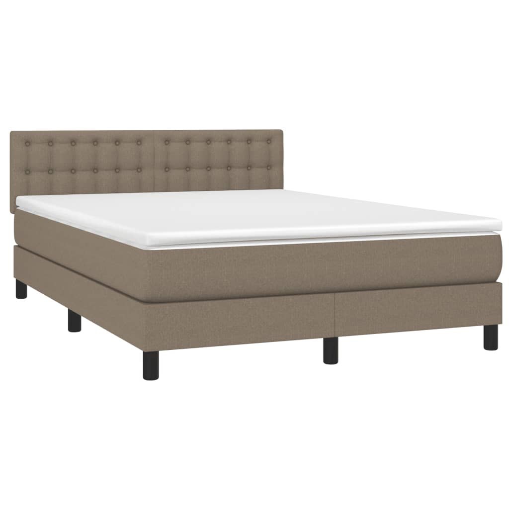 Łóżko kontynentalne z materacem, taupe, 140x190 cm, tkanina Lumarko!