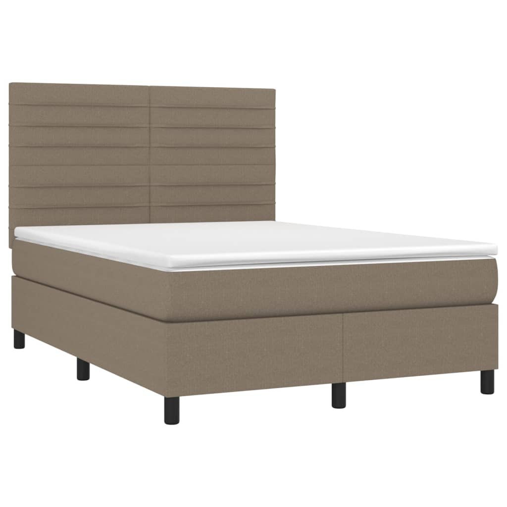 Łóżko kontynentalne z materacem, taupe, 140x190 cm, tkanina Lumarko!