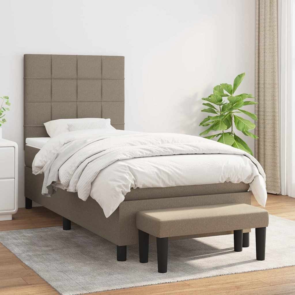 Łóżko kontynentalne z materacem, taupe, tkanina, 90x190 cm Lumarko!