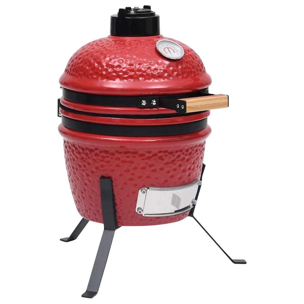 Ceramiczny grill kamado z wędzarnią, 2-w-1, 56 cm, czerwony Lumarko!