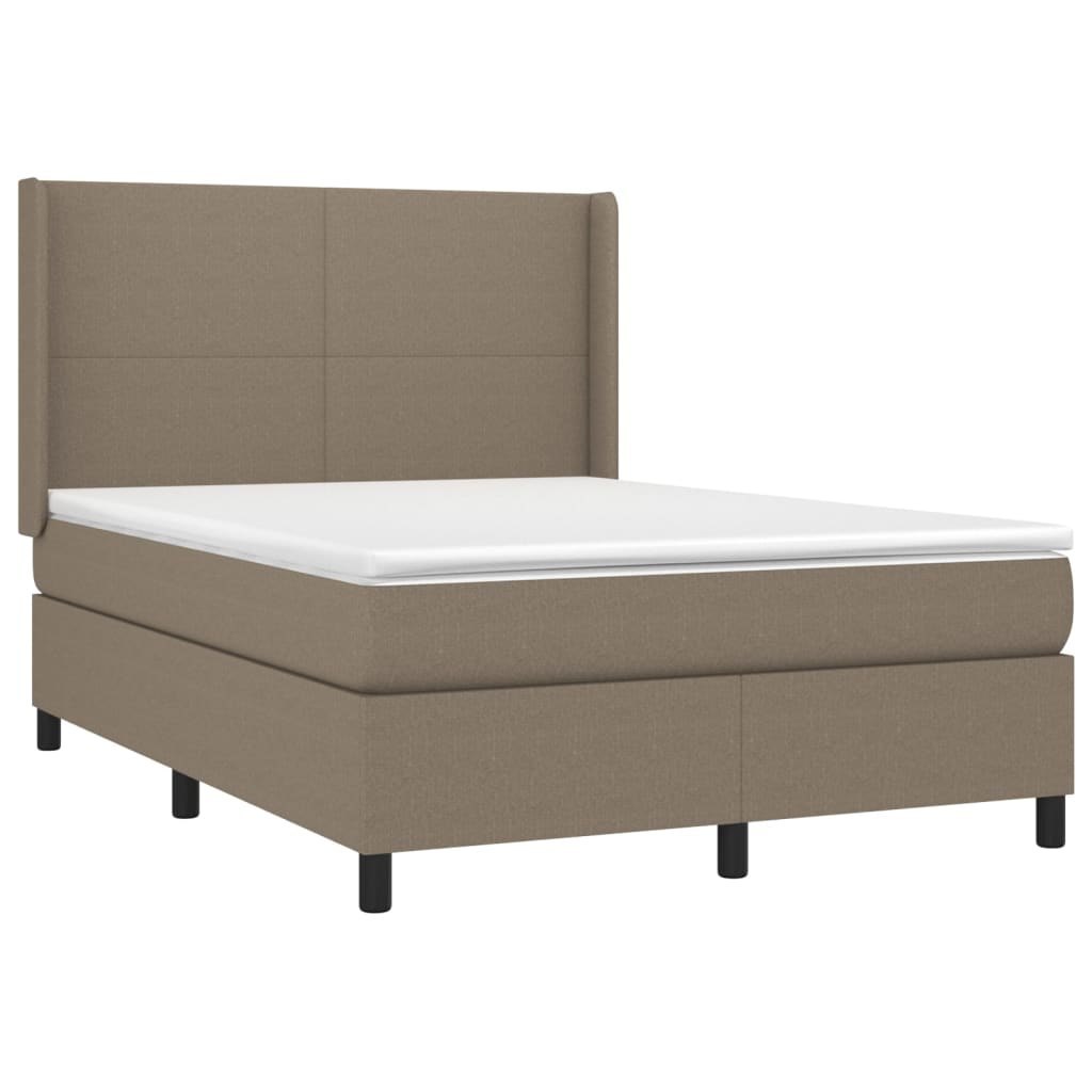 Łóżko kontynentalne z materacem, taupe, 140x190 cm, tkanina Lumarko!