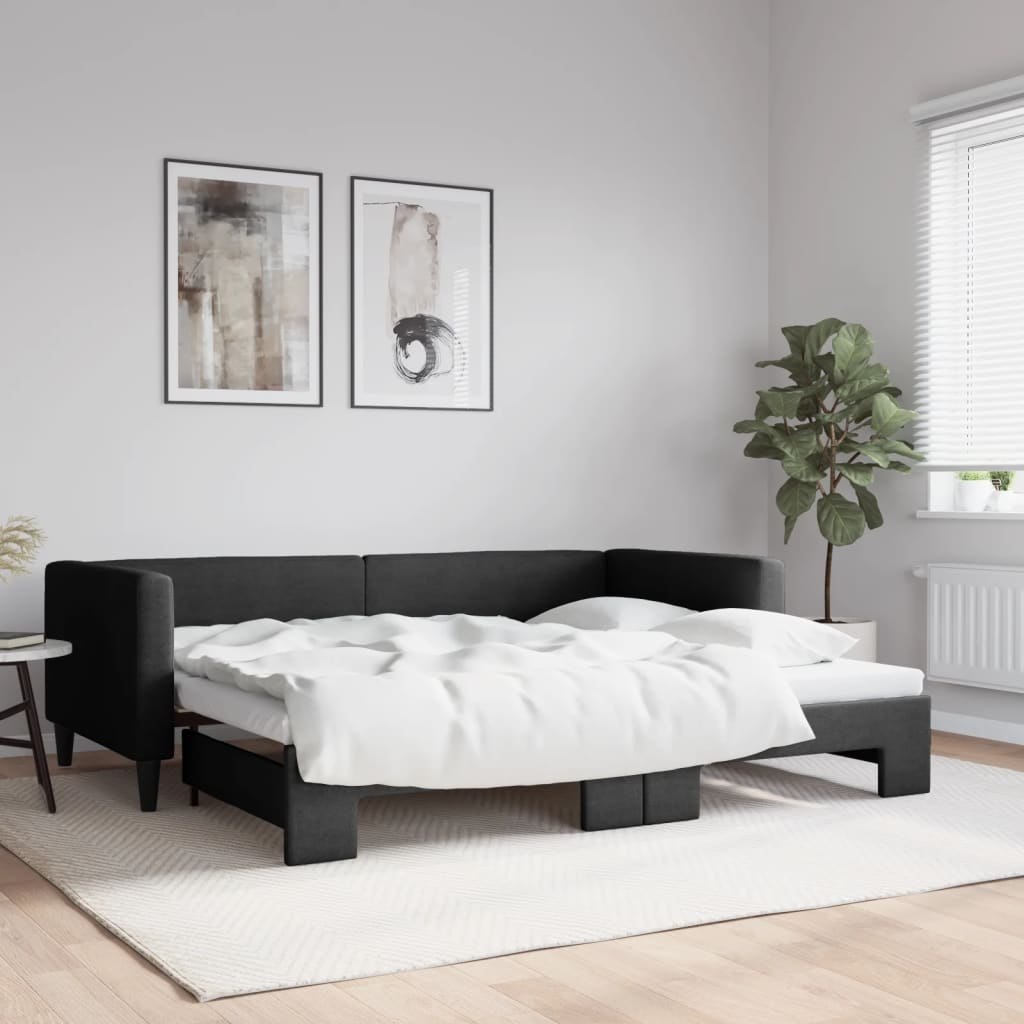 Sofa rozsuwana, czarna, 90x190 cm, tkanina Lumarko!