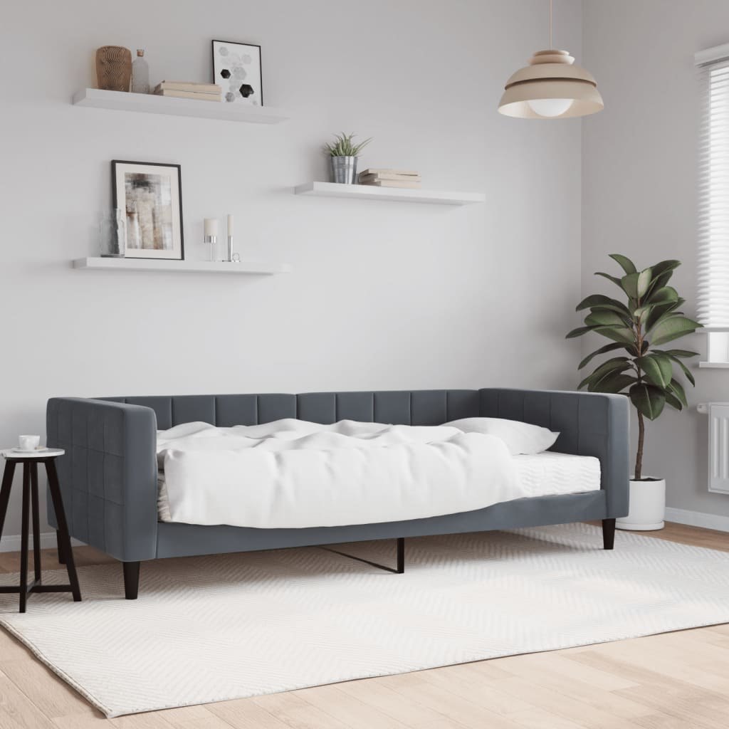 Sofa z materacem do spania, ciemnoszara, 90x200 cm, aksamit Lumarko!