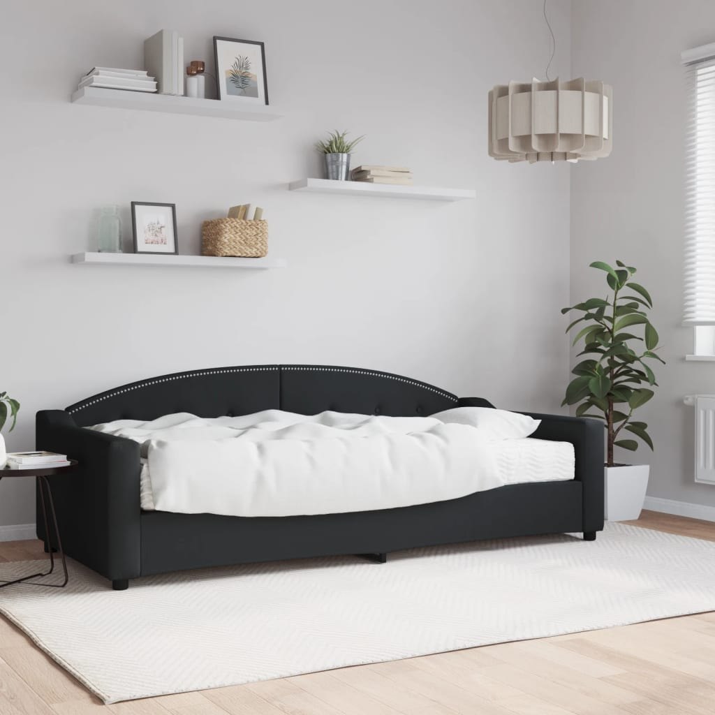 Sofa z materacem do spania, czarna, 90x200 cm, tkanina Lumarko!