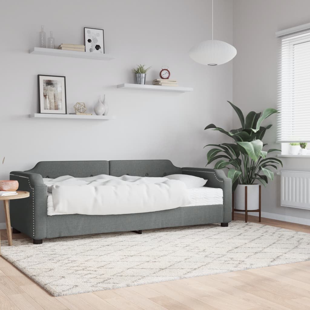 Sofa z materacem, ciemnoszara, 90x190 cm, tkanina Lumarko!