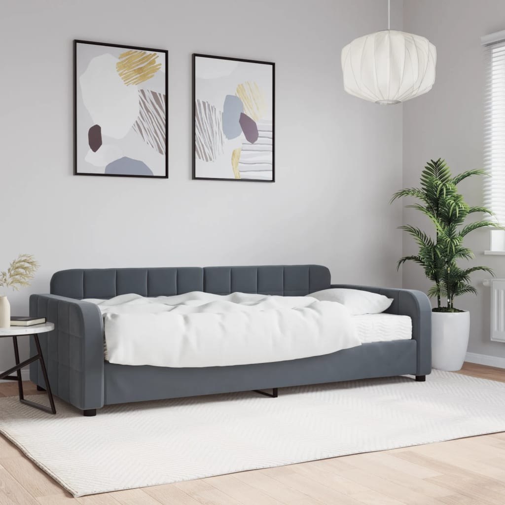 Sofa z materacem do spania, ciemnoszara, 90x190 cm, aksamit Lumarko!