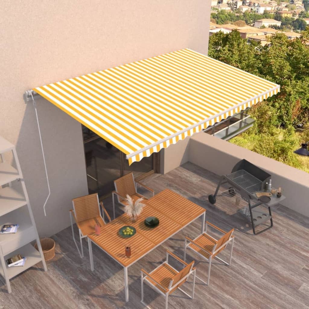 Automatycznie zwijana markiza, 500 x 300 cm, żółto-biała Lumarko!