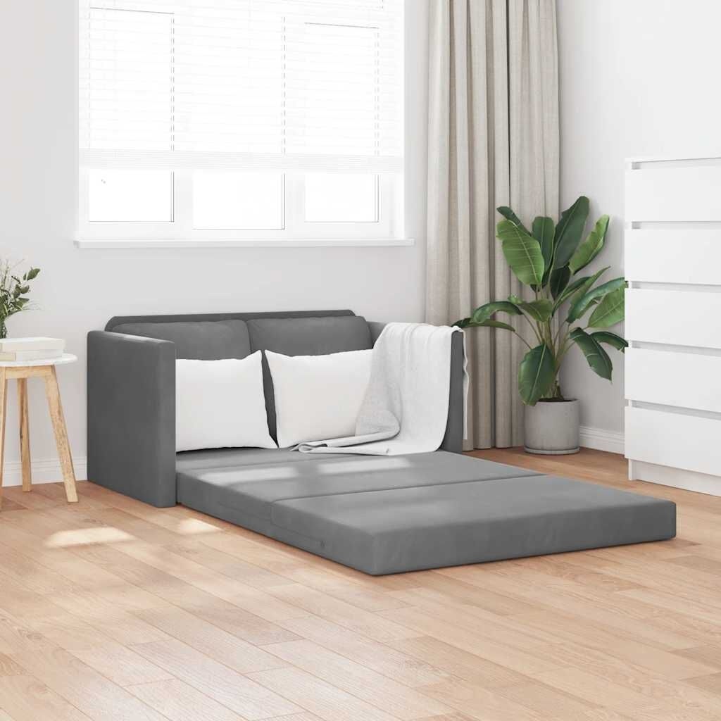 Sofa podłogowa 2-w-1, ciemnoszara, 122x204x55 cm, aksamit Lumarko!