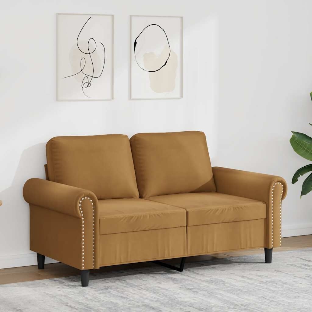 Sofa 2-osobowa, brązowy, 120 cm, tapicerowana aksamitem Lumarko!