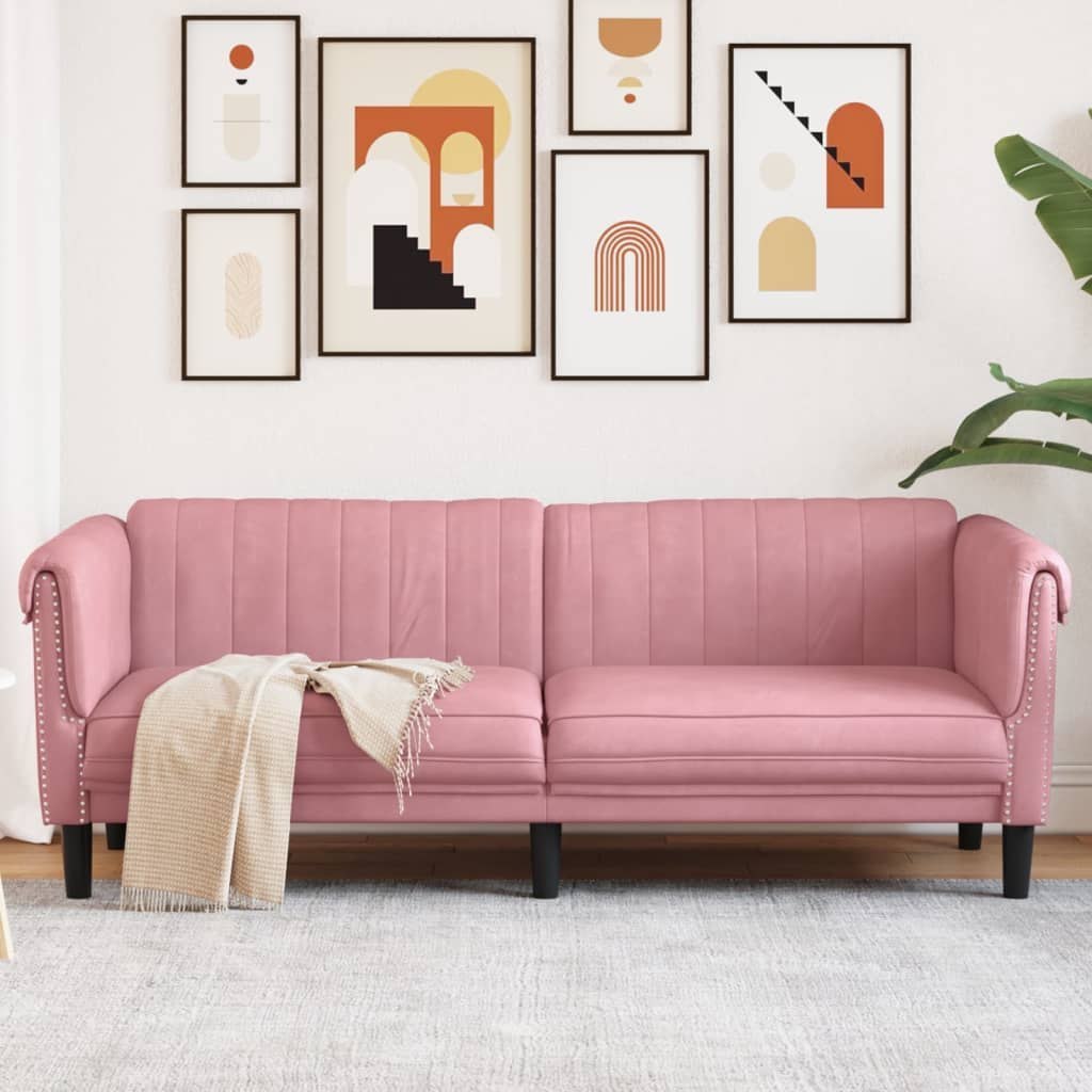 Sofa 3-osobowa, różowa, tapicerowana aksamitem Lumarko!