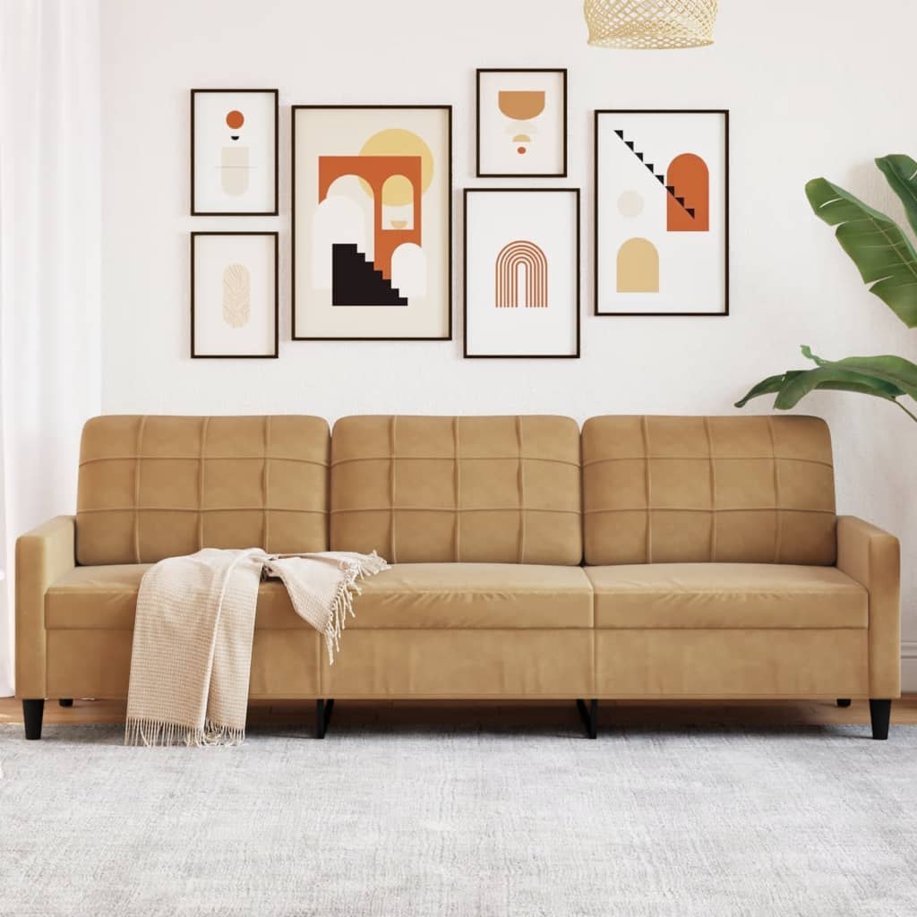 Sofa 3-osobowa, brązowa, 210 cm, tapicerowana aksamitem Lumarko!
