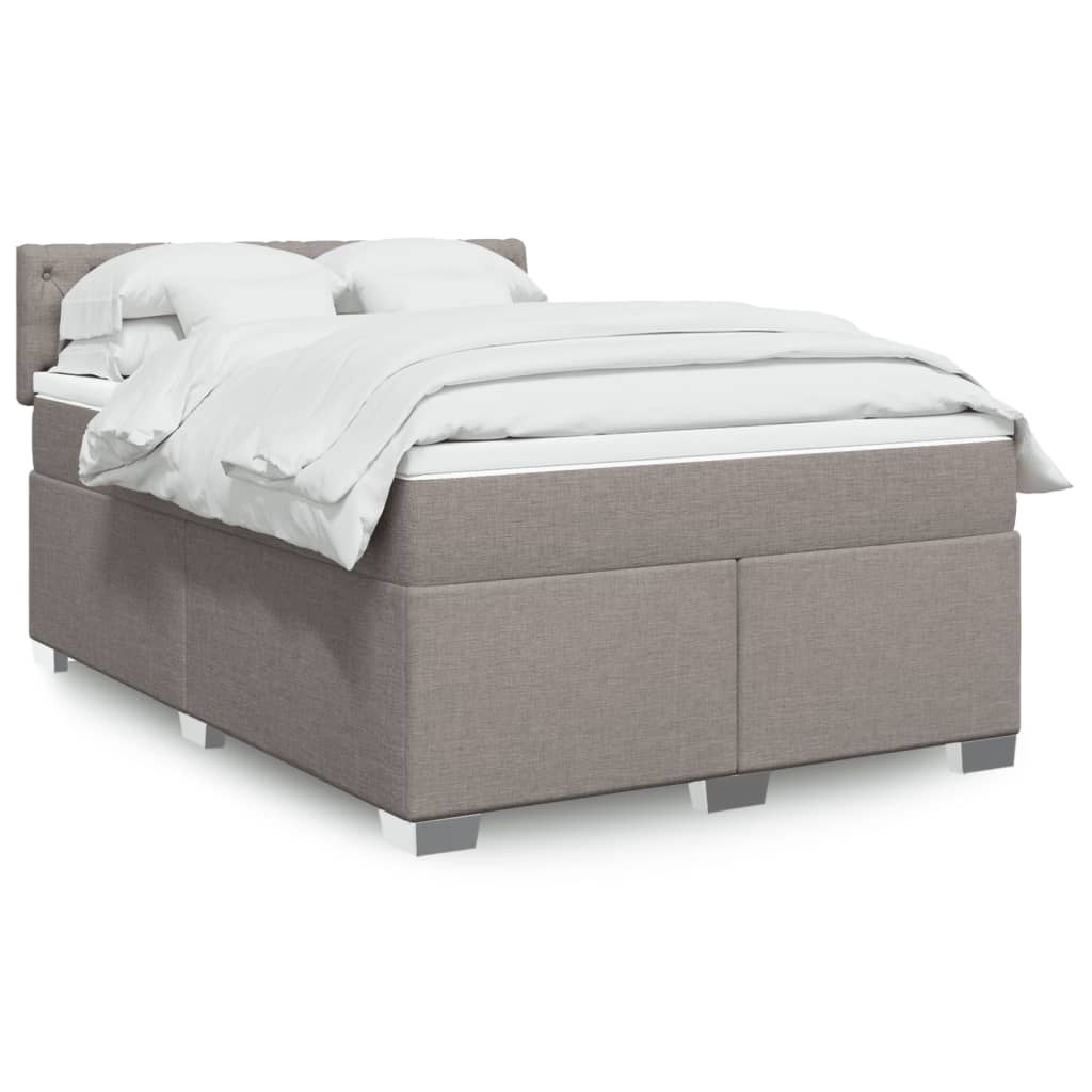 Łóżko kontynentalne z materacem, taupe, tkanina, 140x190 cm Lumarko!