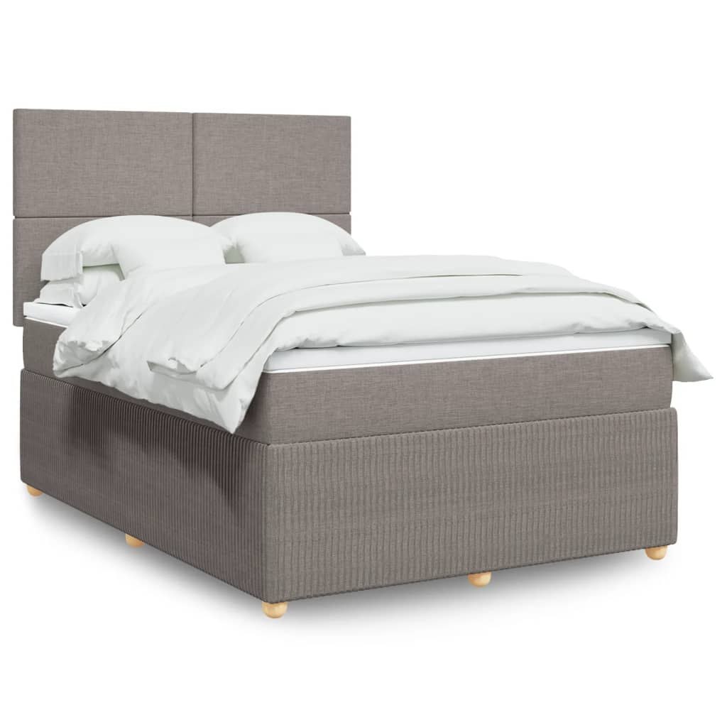 Łóżko kontynentalne z materacem, taupe, tkanina, 140x190 cm Lumarko!