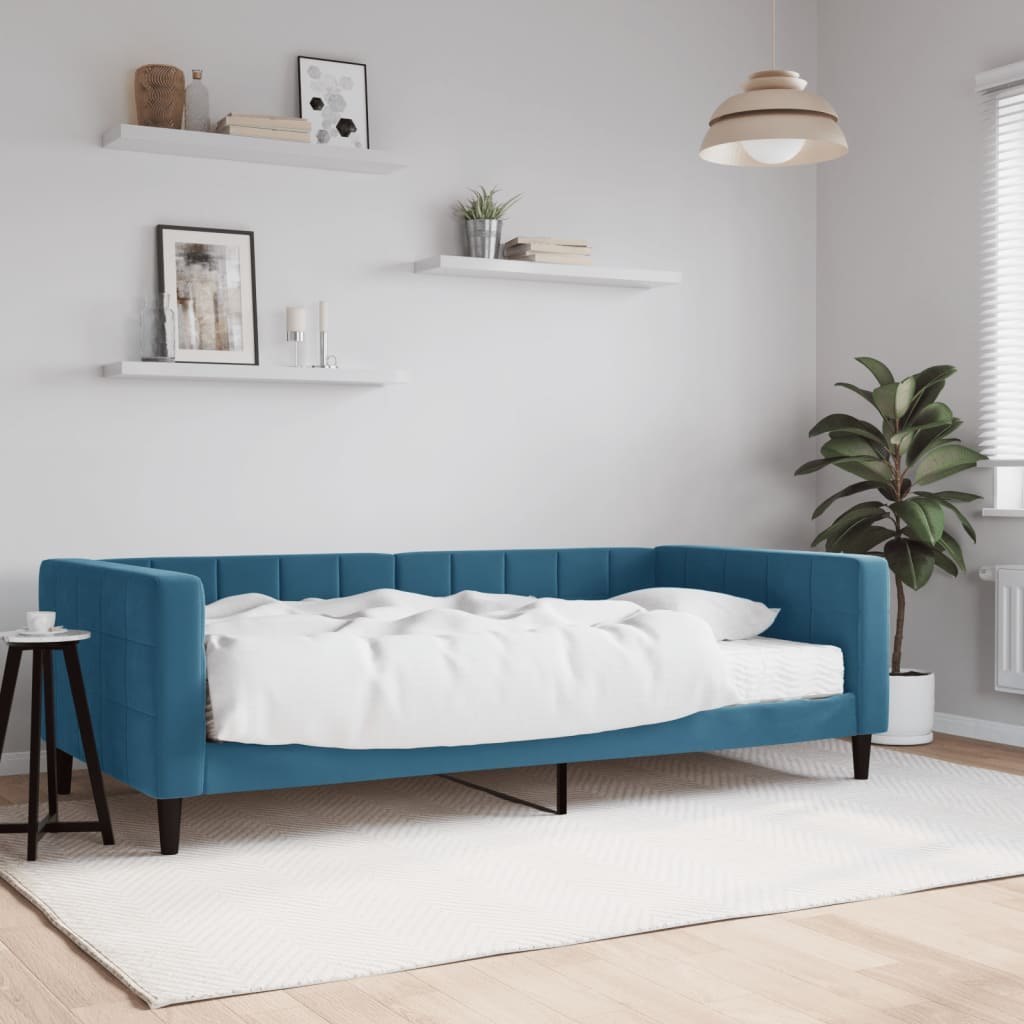 Sofa z materacem do spania, niebieska, 100x200 cm, aksamit Lumarko!