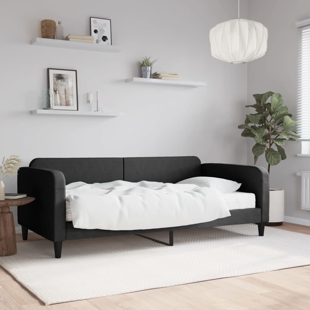 Sofa z materacem do spania, czarna, 100x200 cm, tkanina Lumarko!