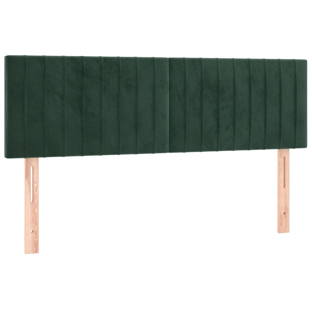 Zagłówek do łóżka z LED, ciemnozielony, 144x5x78/88 cm, aksamit Lumarko!