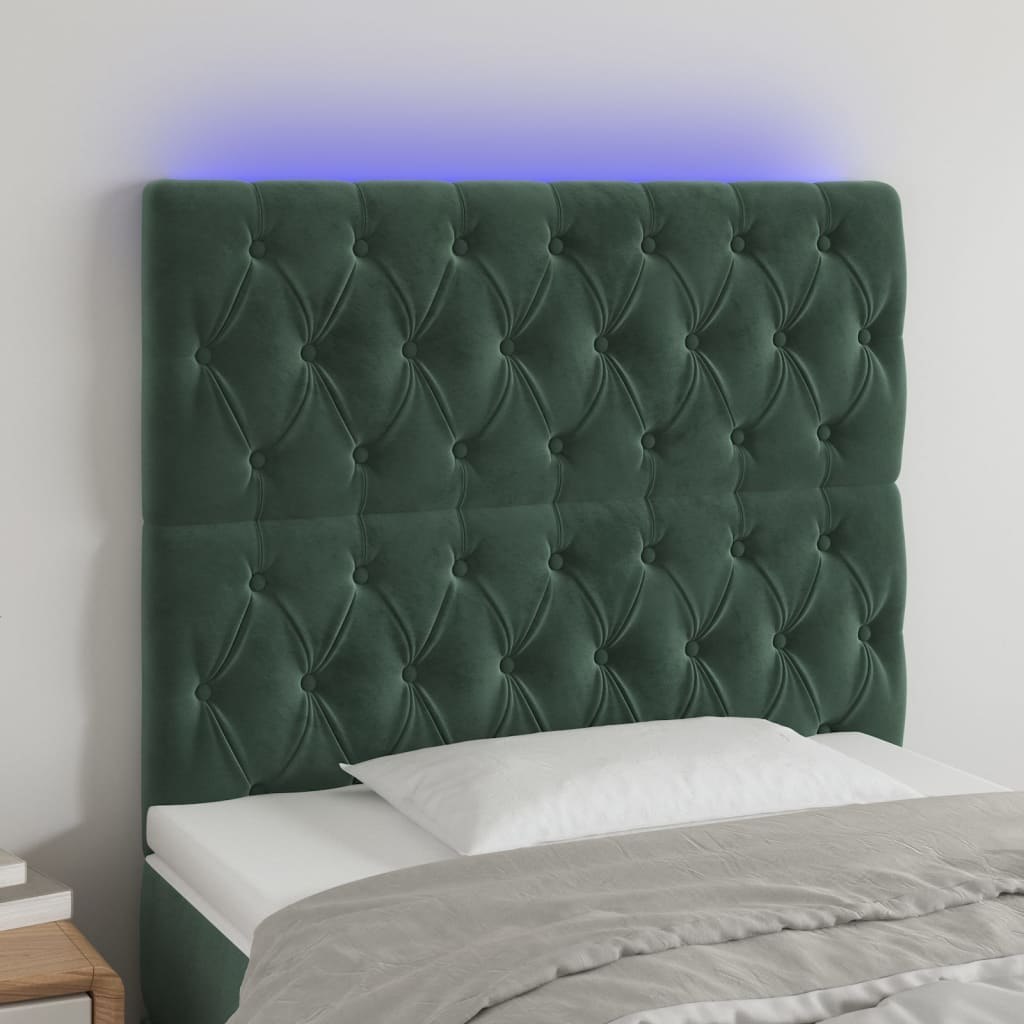Zagłówek do łóżka z LED, ciemnozielony, 100x7x118/128 cm Lumarko!