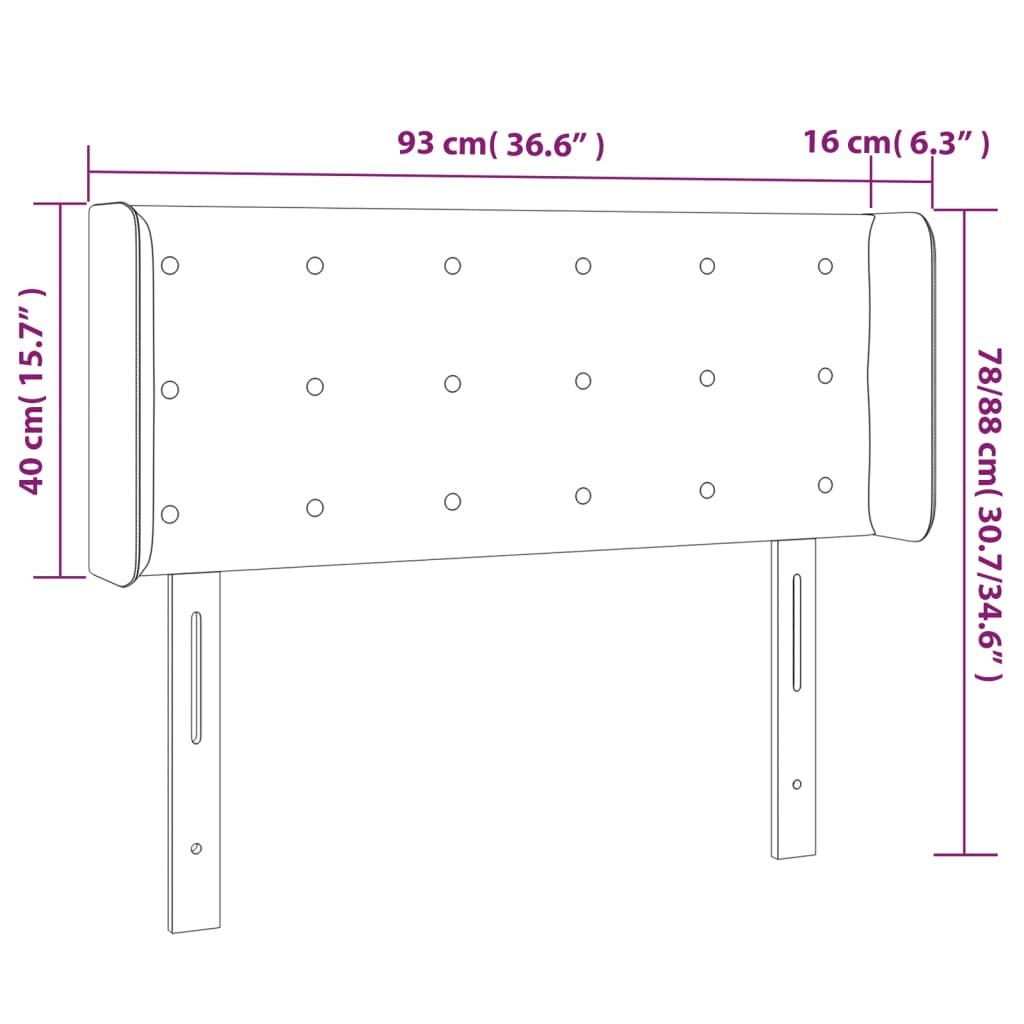 Zagłówek do łóżka z LED, czarny, 93x16x78/88 cm, tkanina Lumarko!