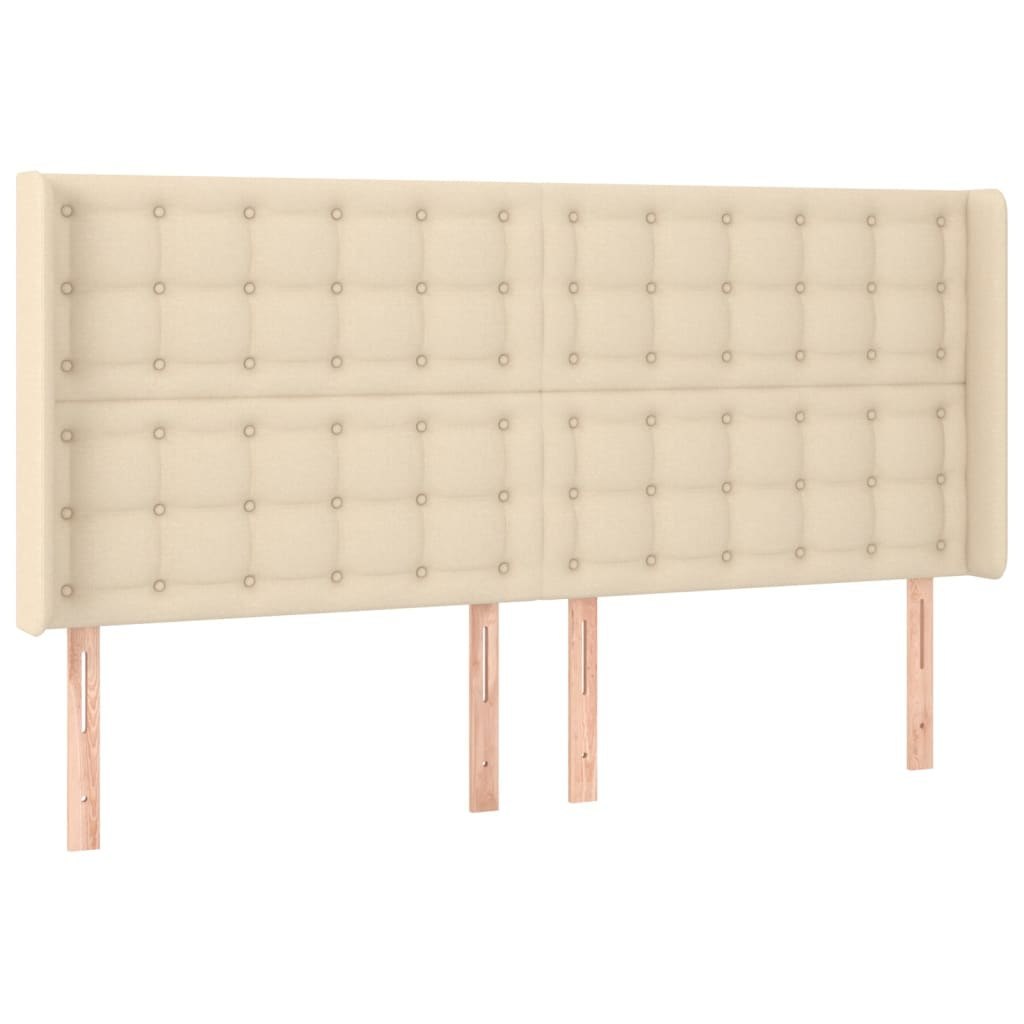 Zagłówek do łóżka z LED, kremowy, 163x16x118/128 cm, tkanina Lumarko!