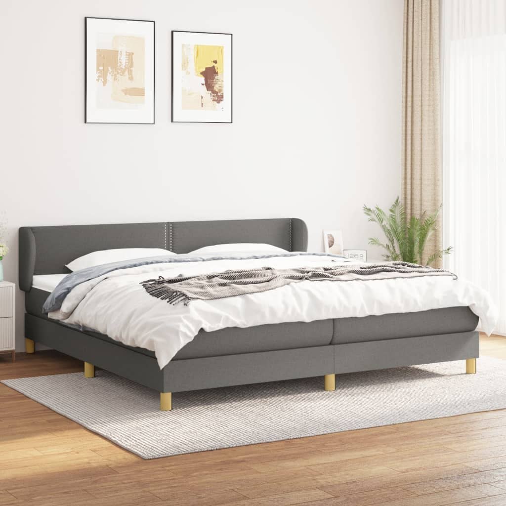 Łóżko kontynentalne z materacem, ciemnoszara tkanina 200x200 cm Lumarko!