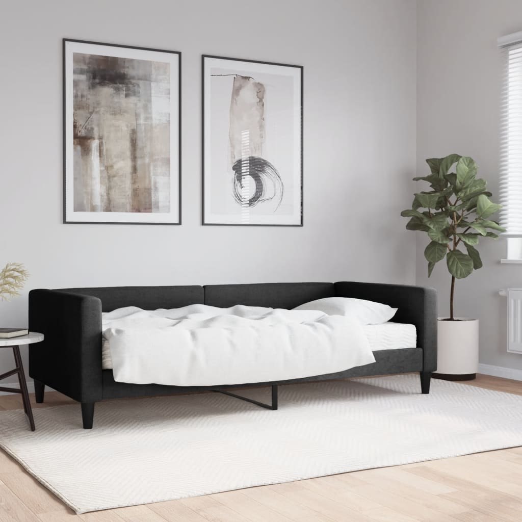 Sofa z materacem do spania, czarna, 90x200 cm, tkanina Lumarko!