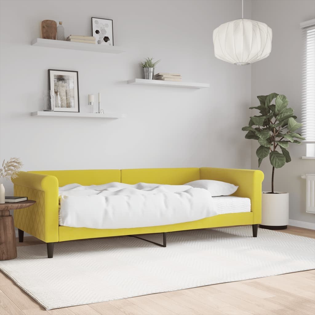 Sofa z materacem do spania, żółta, 90x200 cm, aksamit Lumarko!