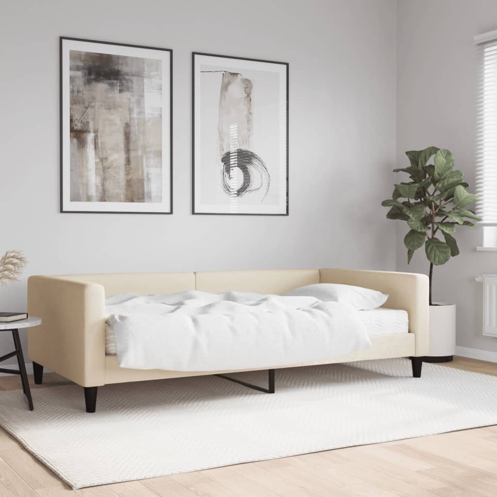 Sofa z materacem do spania, kremowa, 100x200 cm, tkanina Lumarko!
