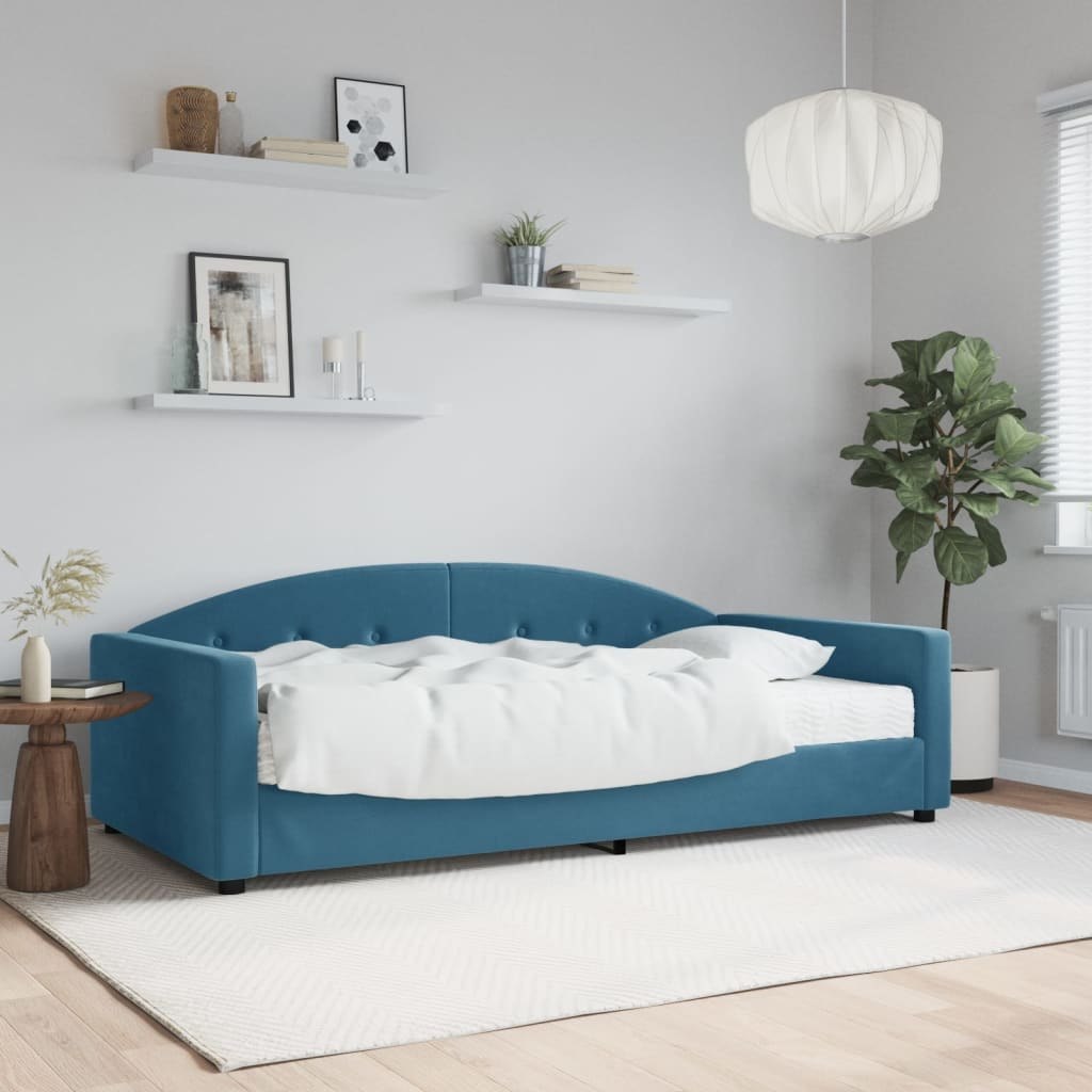 Sofa z materacem do spania, niebieska, 100x200 cm, aksamit Lumarko!