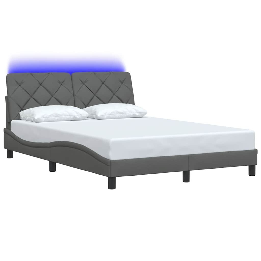Rama łóżka z LED bez materaca Ciemnoszara 140x190 cm Tkanina Lumarko!
