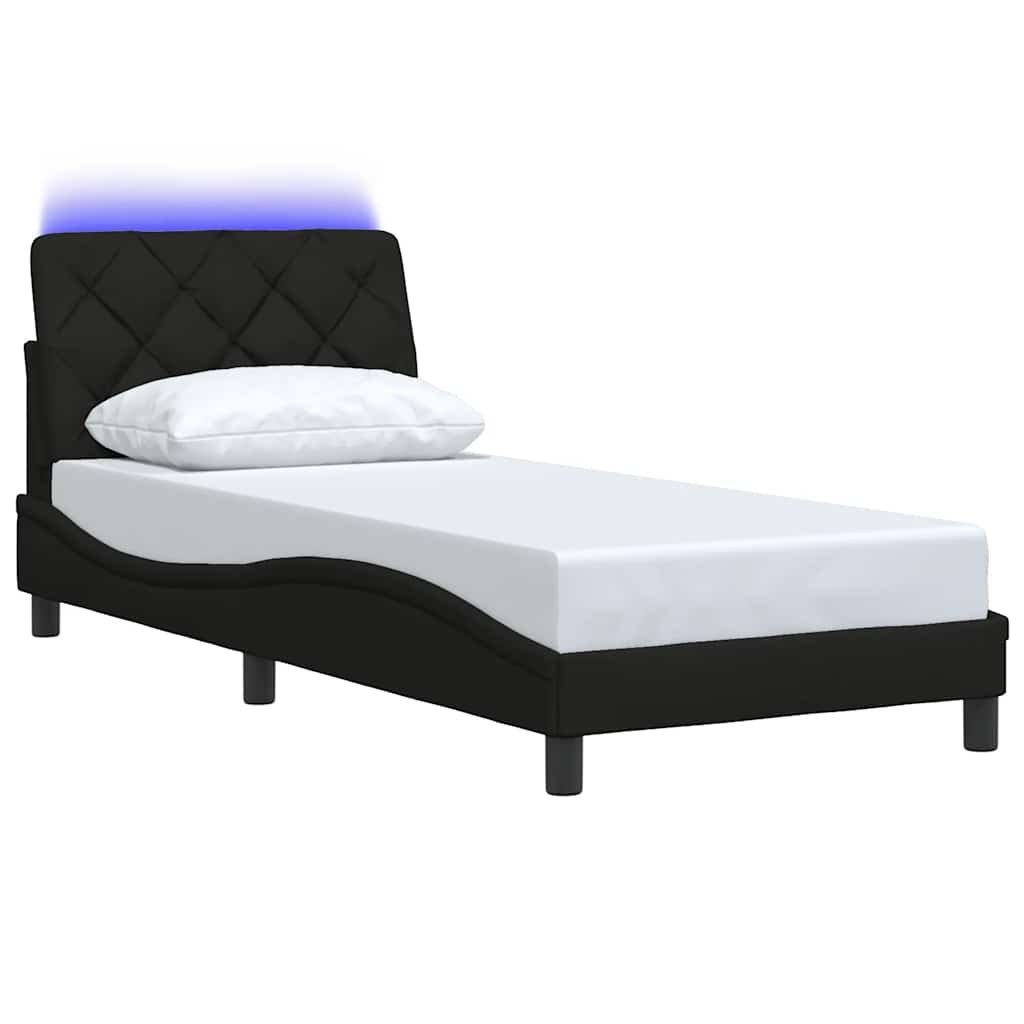 Rama łóżka z oświetleniem LED bez materaca Czarna 80x200 cm Lumarko!