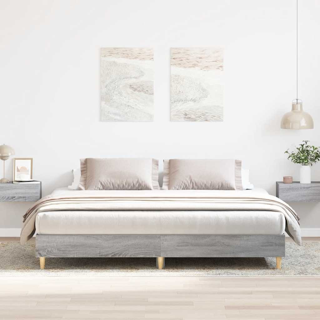 Rama łóżka bez materaca Szary Sonoma 200x200 cm Drewno klejone Lumarko!