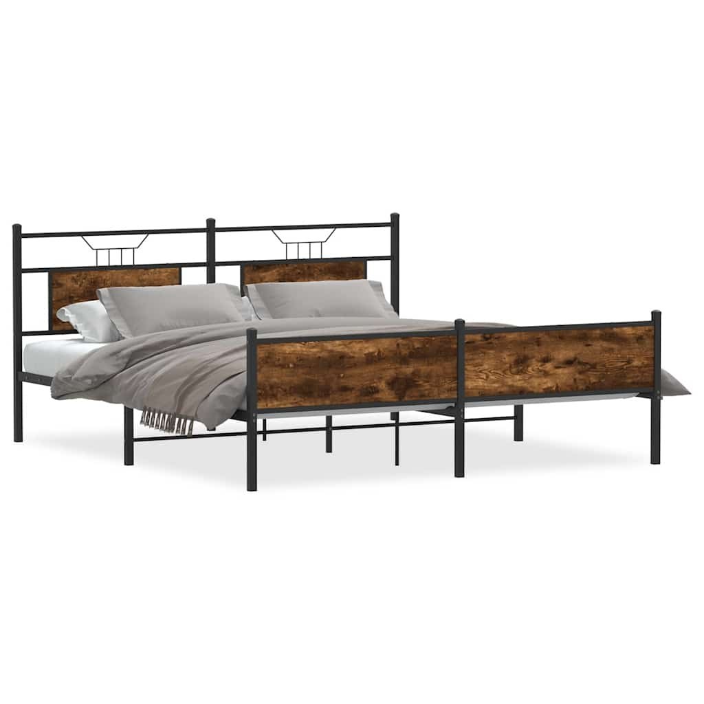 Metalowa rama łóżka, bez materaca, przydymiony dąb, 183x213 cm Lumarko!
