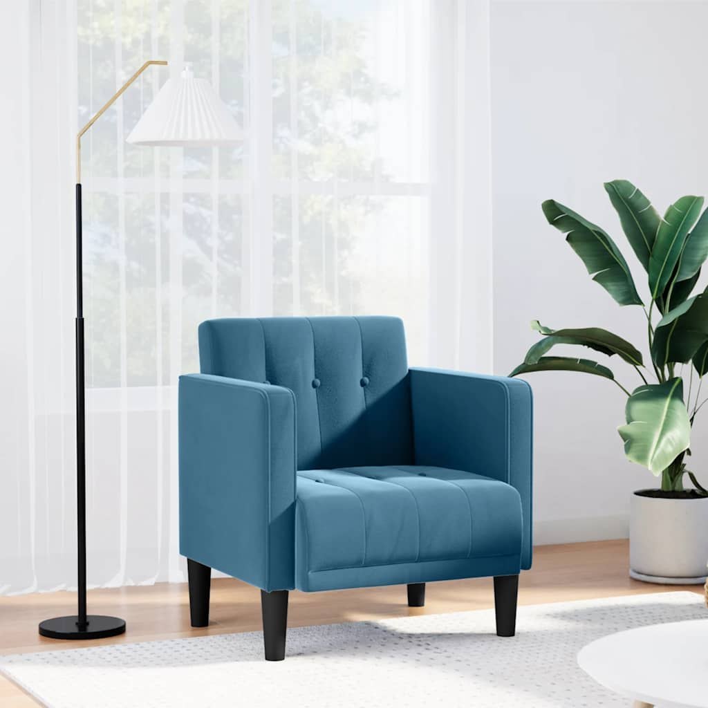 Sofa Fotel z Podłokietnikami Niebieski 53 cm Aksamit Lumarko!