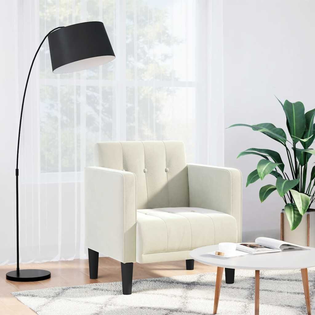 Sofa Fotel z Podłokietnikami Kremowy 53 cm Aksamit Lumarko!