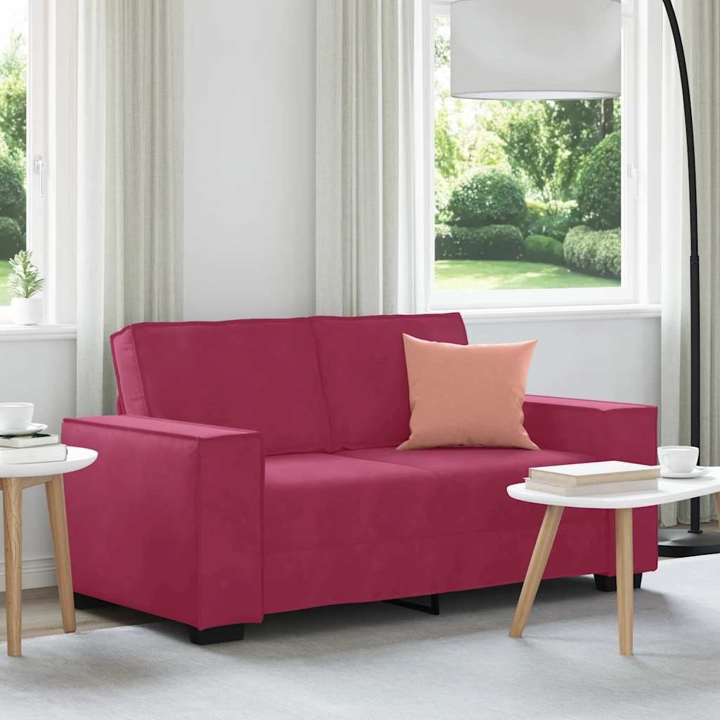 Sofa 2-osobowa, winna czerwień, 120 cm, tapicerowana aksamitem Lumarko!