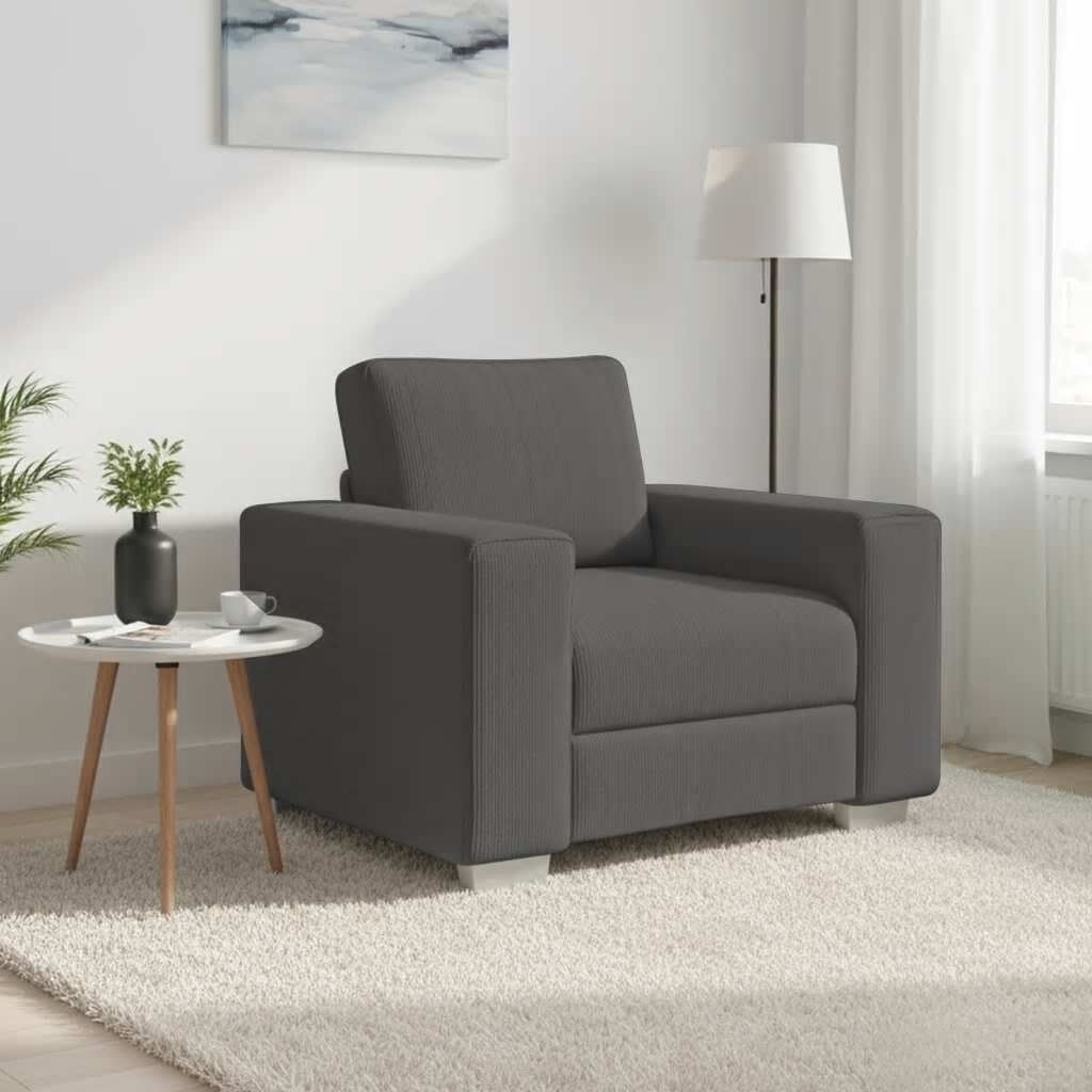 Sofa Fotel Ciemnoszary 60 cm Tkanina Corduroy Lumarko!