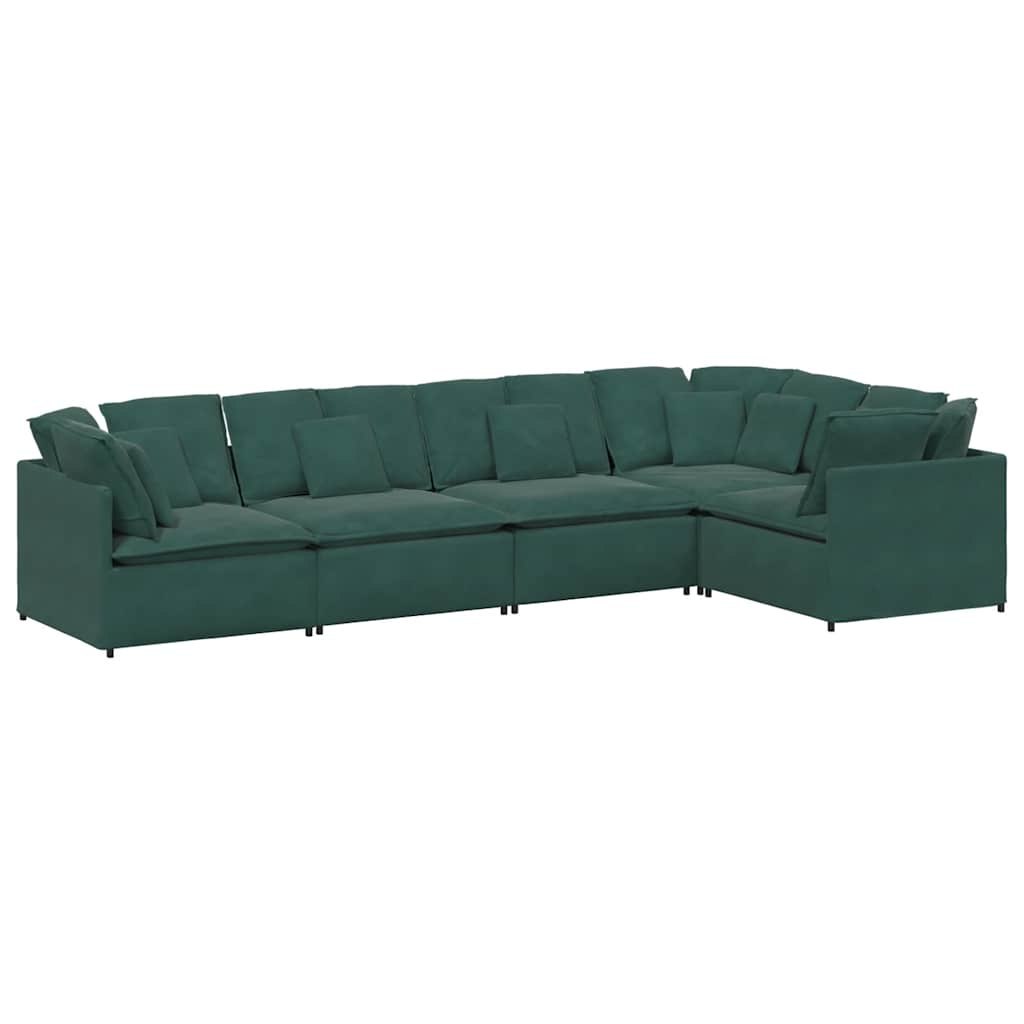 Sofa modułowa z poduszkami aksamitna ciemnozielona Lumarko!