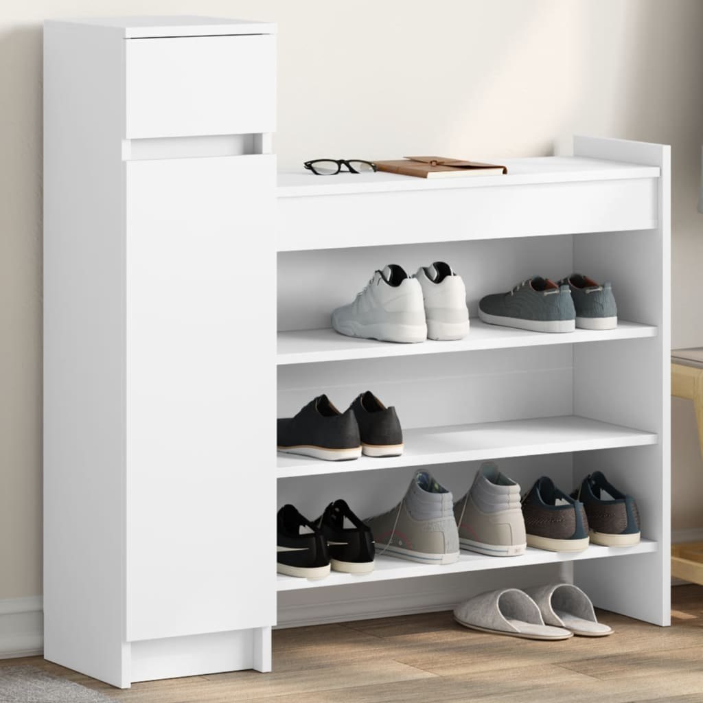 Szafka na buty, biała, 100,5x28x100 cm, materiał drewnopochodny Lumarko!