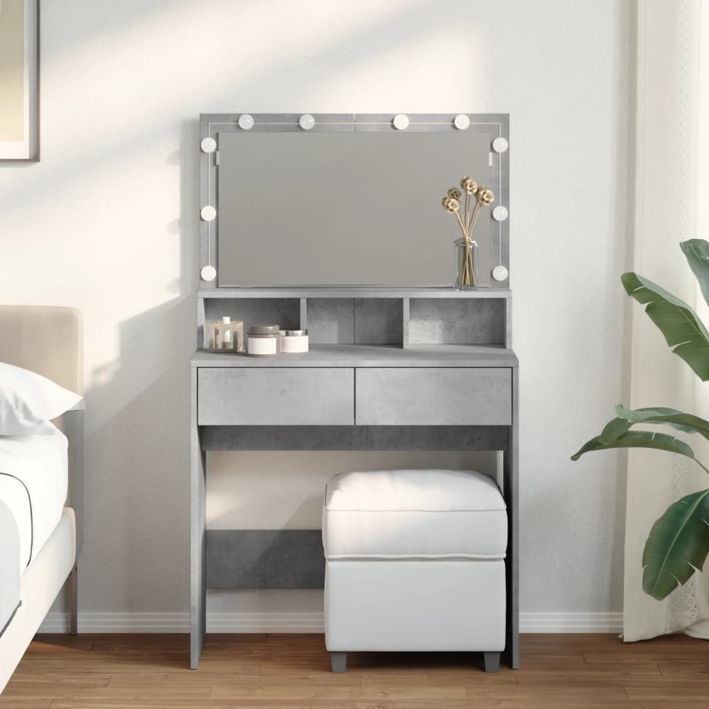 Toaletka z oświetleniem LED, szarość betonu, 80x41x134,5 cm Lumarko!