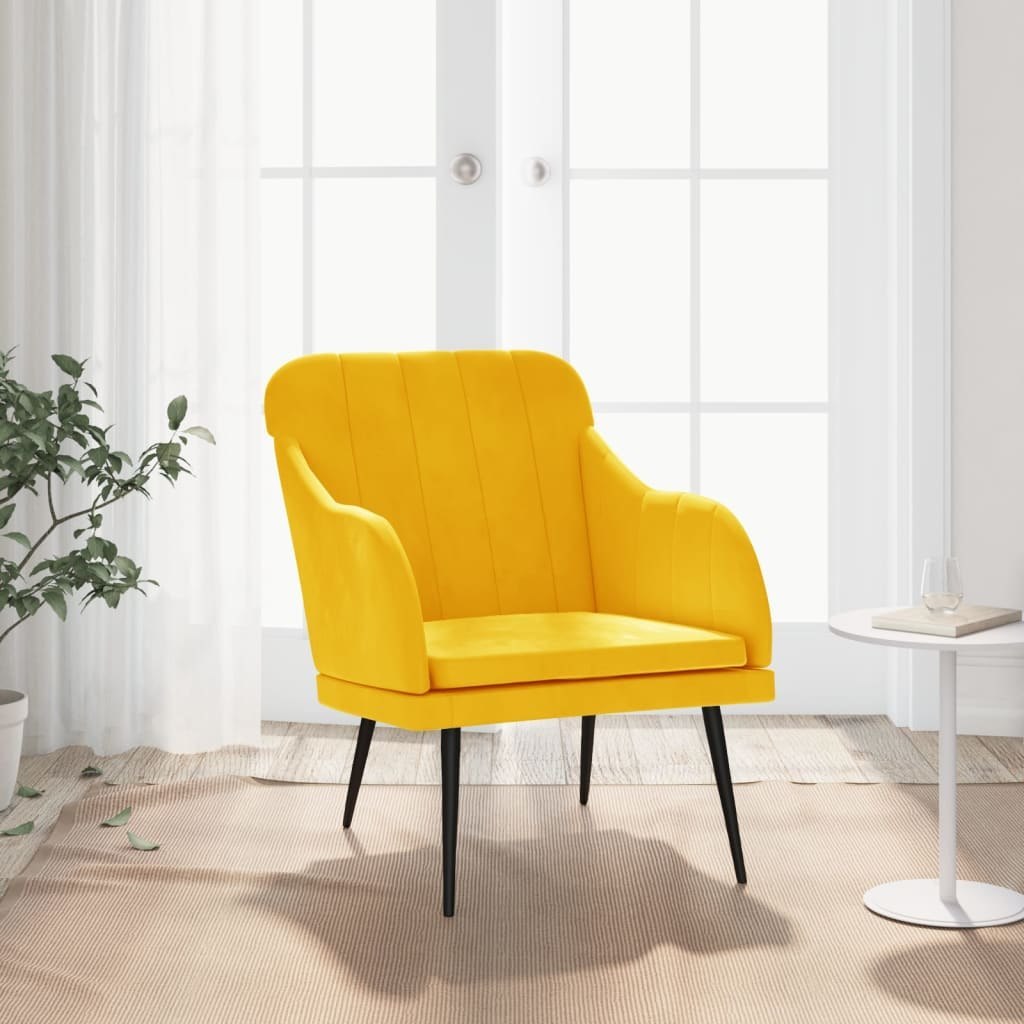 Fotel, żółty, 63x76x80 cm, obity aksamitem Lumarko!