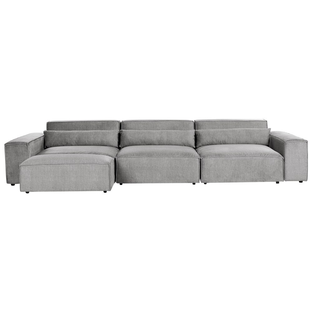 Sofa modułowa 3-osobowa z otomaną szara