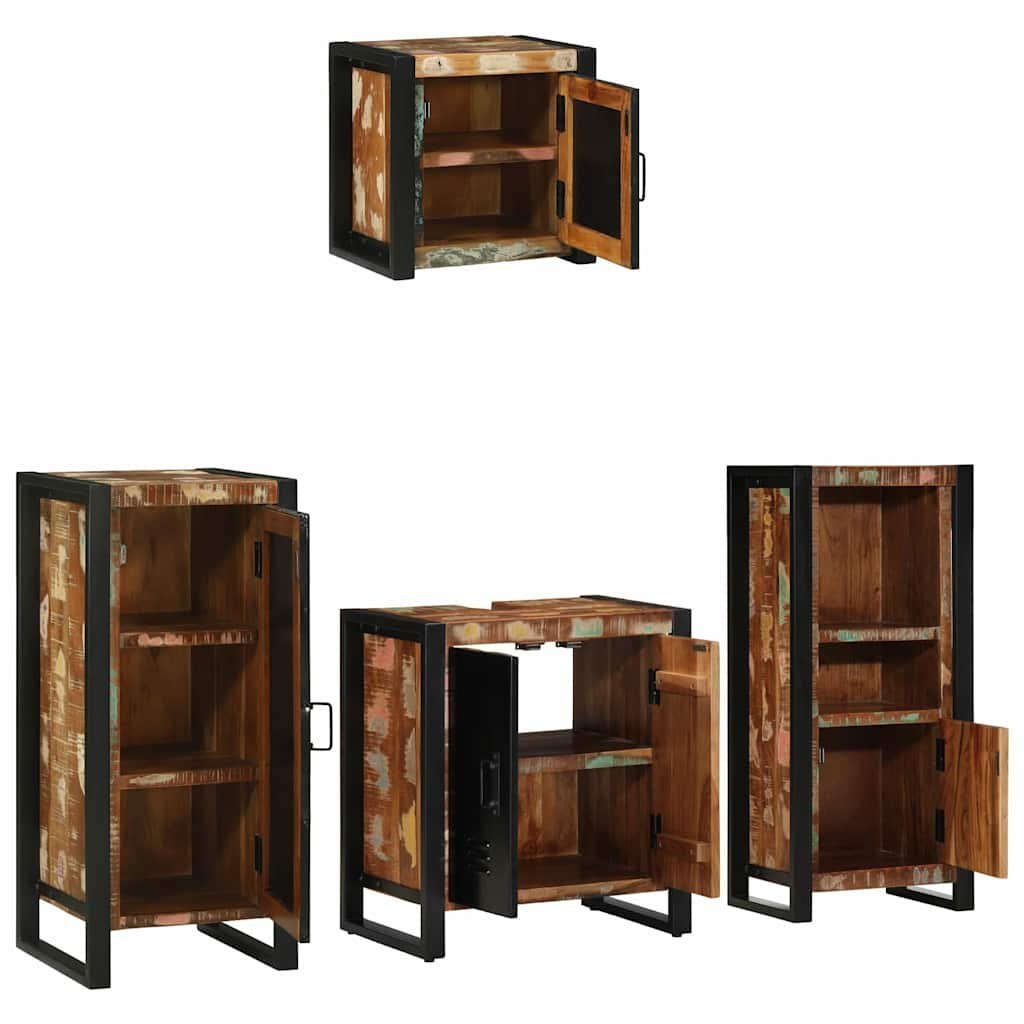 Zestaw mebli łazienkowych z półką 4 pcs Lite odzyskane drewno Lumarko!