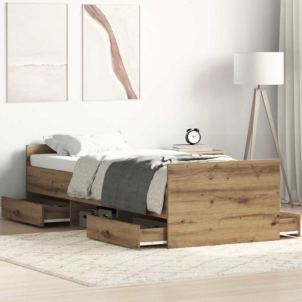 Łóżko bez materaca Artisan Oak 75x190 cm Materiał drewnopochodny Lumarko!